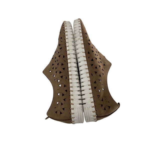 Eric Michael Womens Inez Leather Slip-On Shoes Safari Tan/Beige Perforated Size - Picture 4 of 8